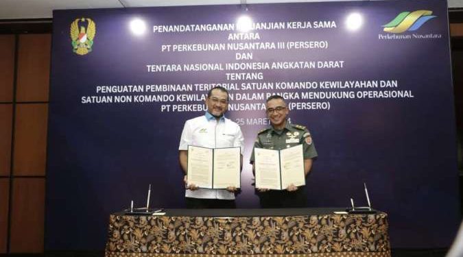 PTPN III dan TNI AD Teken Perjanjian Kerja Sama
