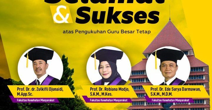 Universitas Indonesia Kukuhkan Tiga Guru Besar Tetap FKM