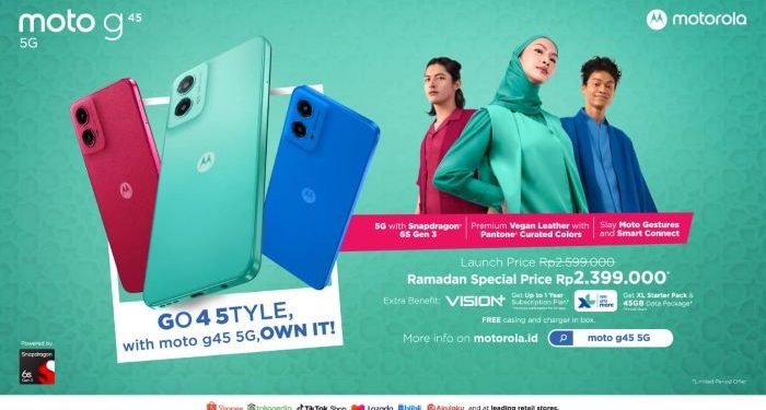 Motorola moto g45 5G Kini Sudah Tersedia! Dapatkan Harga Spesial Ramadan Rp 2,39 Juta