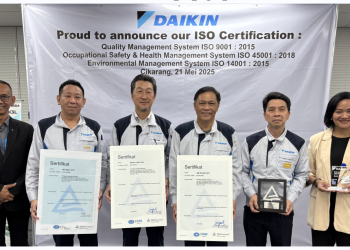 PT Daikin Industries Indonesia Resmi Kantongi Sertifikat ISO 9001:2015, ISO 45001:2018 dan ISO 14001:2015