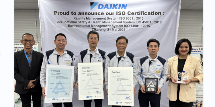 PT Daikin Industries Indonesia Resmi Kantongi Sertifikat  ISO 9001:2015, ISO 45001:2018 dan ISO 14001:2015