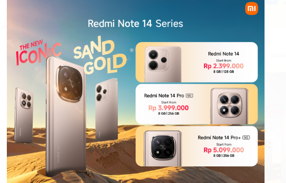 Redmi Note 14 Series Sand Gold, Tampilan Warna Baru, Gaya Baru